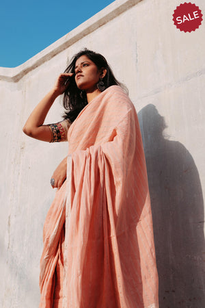 Sitara - Peach zari by cotton saree Kaisori