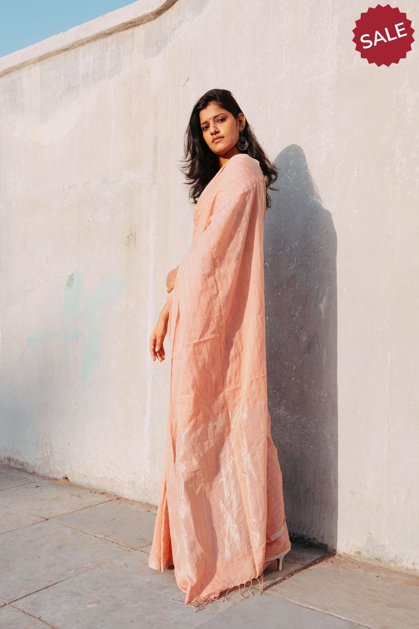 Sitara - Peach zari by cotton saree Kaisori