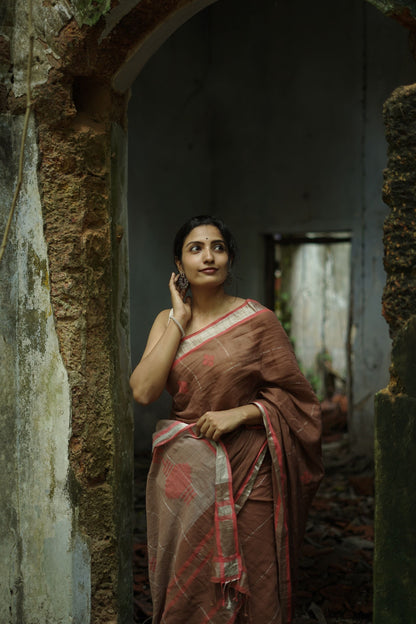 Sitara -light brown zari by cotton saree Kaisori