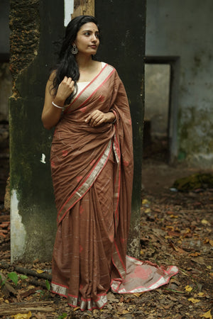 Buy CLATIC Woven Banarasi Pure Silk Brown Sarees Online @ Best Price In  India | Flipkart.com