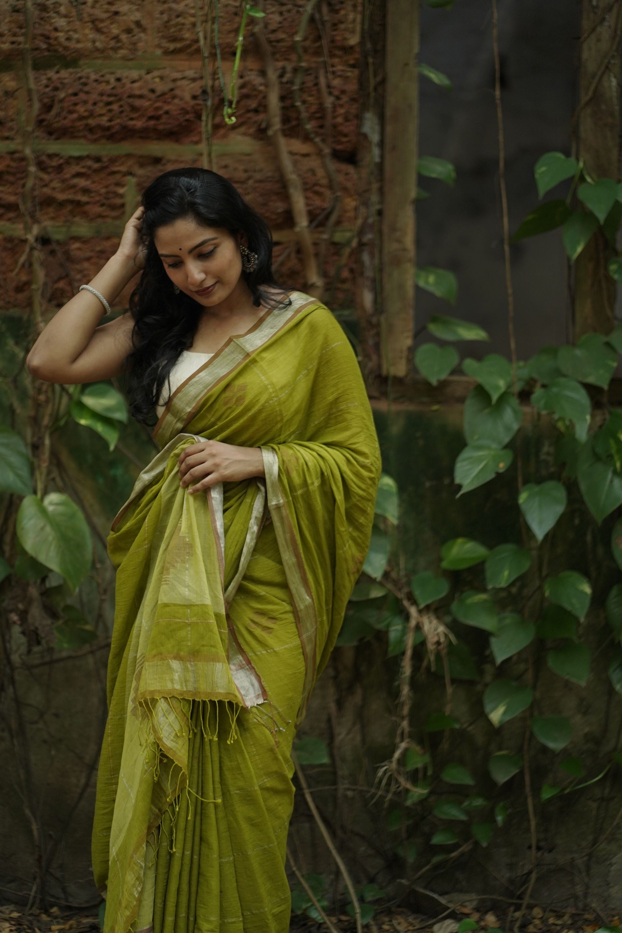 Sitara -light green zari by cotton saree Kaisori