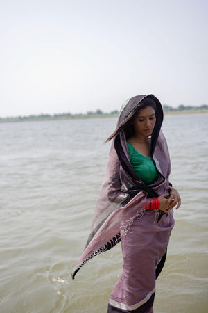 Tattvam  - Lavender Silk Cotton Maheswari saree Kaisori