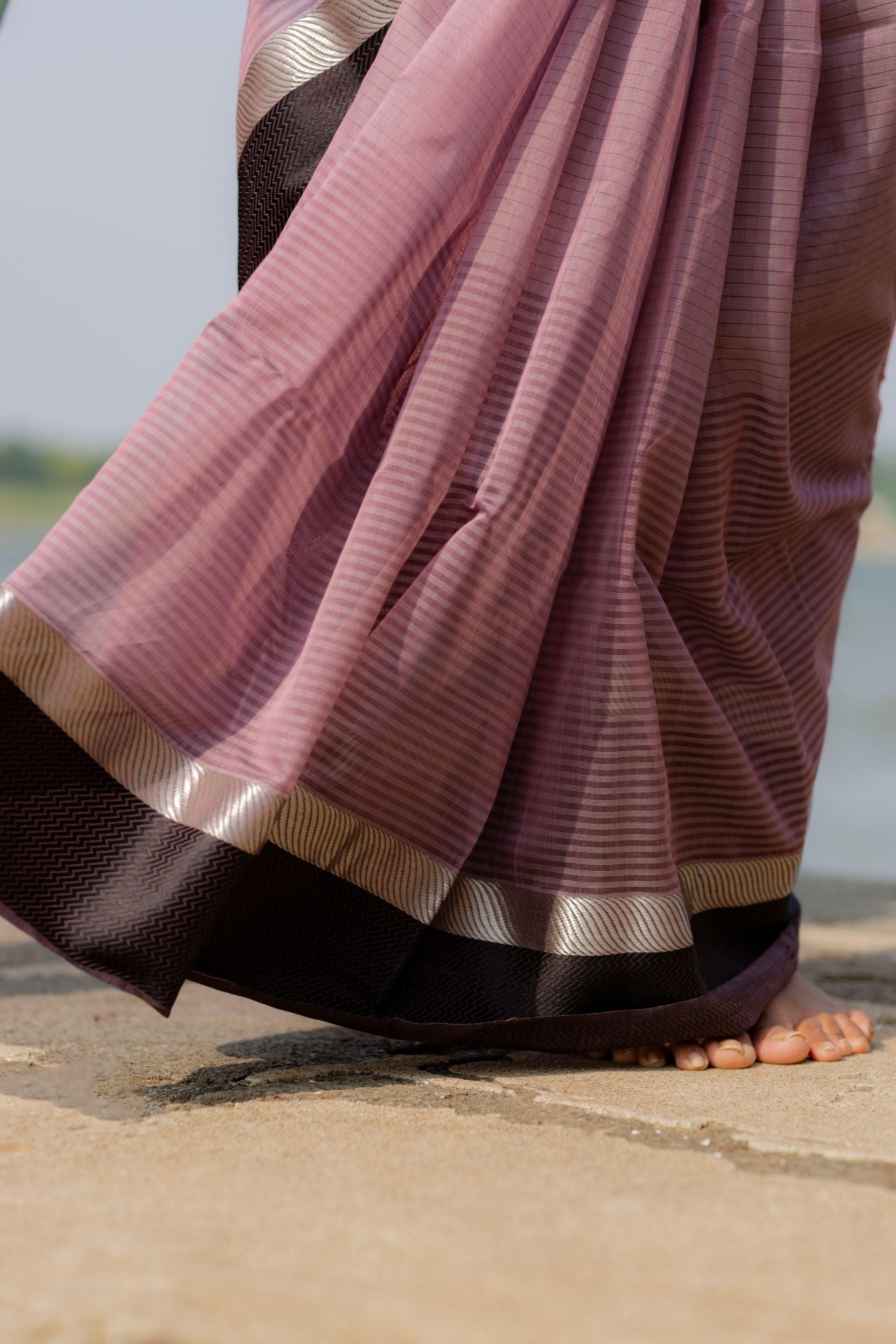 Tattvam  - Lavender Silk Cotton Maheswari saree Kaisori