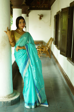 Festive Wear Banarasi Silk Navy Blue Zari Weaving Saree – Rajyogam