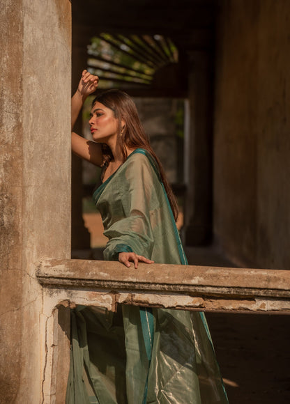 Utsav silk cotton saree - Pista Kaisori