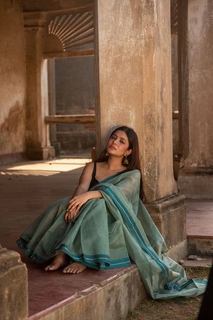 Utsav silk cotton saree - Pista Kaisori