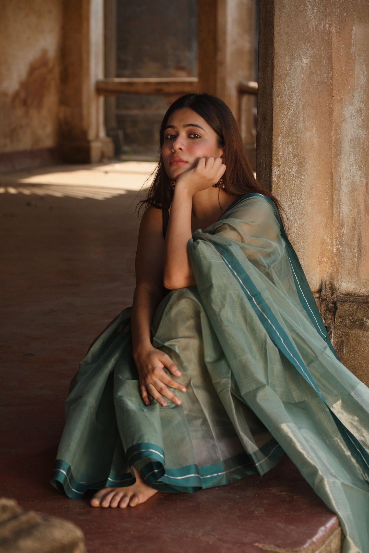 Utsav silk cotton saree - Pista Kaisori