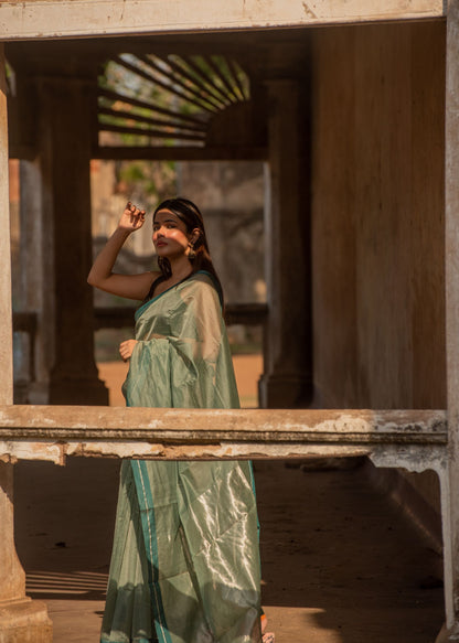 Utsav silk cotton saree - Pista Kaisori