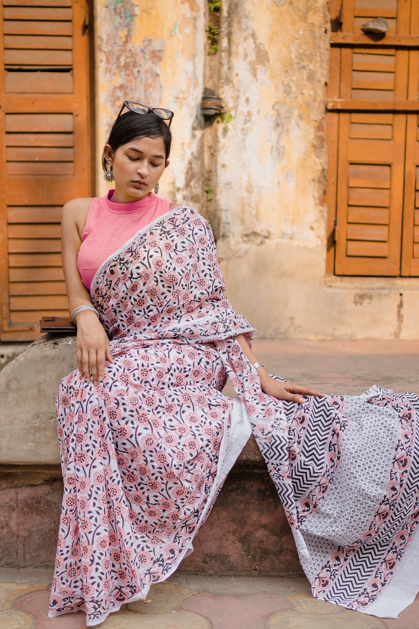 Summer collection sarees - Basant - Jaal boota pure mul cotton saree