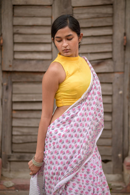 Kaisori Aira tuilp purple cotton hanblockprinted  cotton saree 004