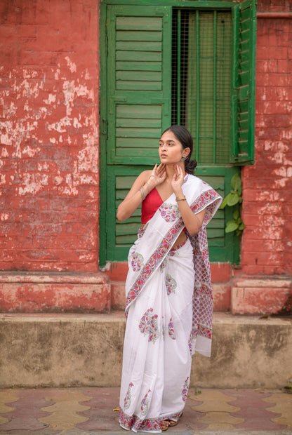 Summer collection sarees - Basant - Mughal boota pure mul cotton saree