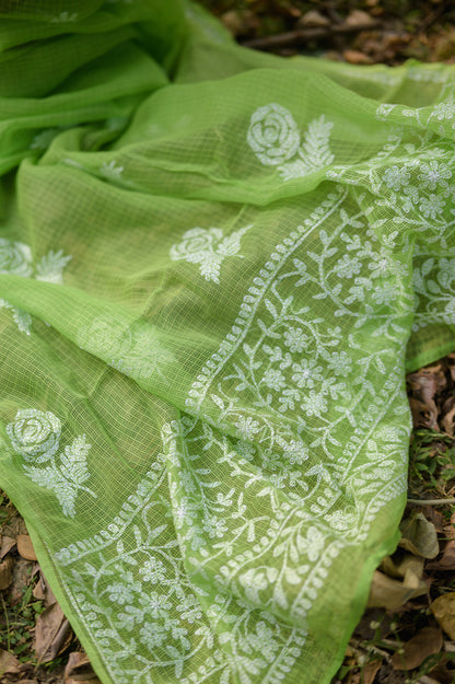 Kota Chikankari sarees - Meher - Panna