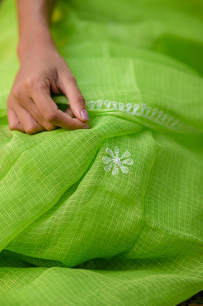 Kota Chikankari sarees - Meher - Panna