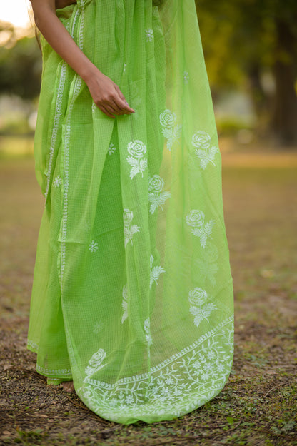 Kota Chikankari sarees - Meher - Panna