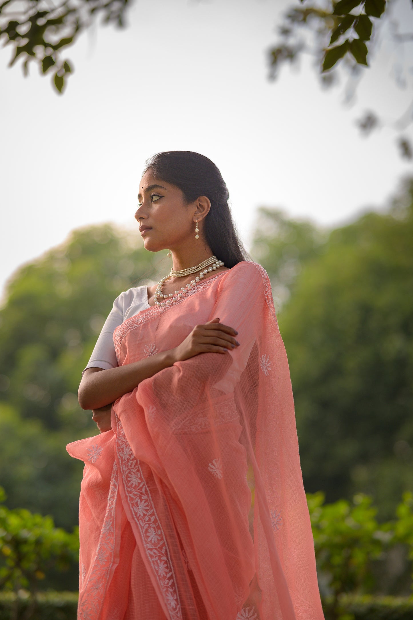 Kota Chikankari sarees - Meher - Anar