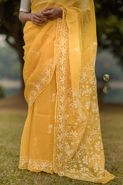 Kota Chikankari sarees - Meher - Basant