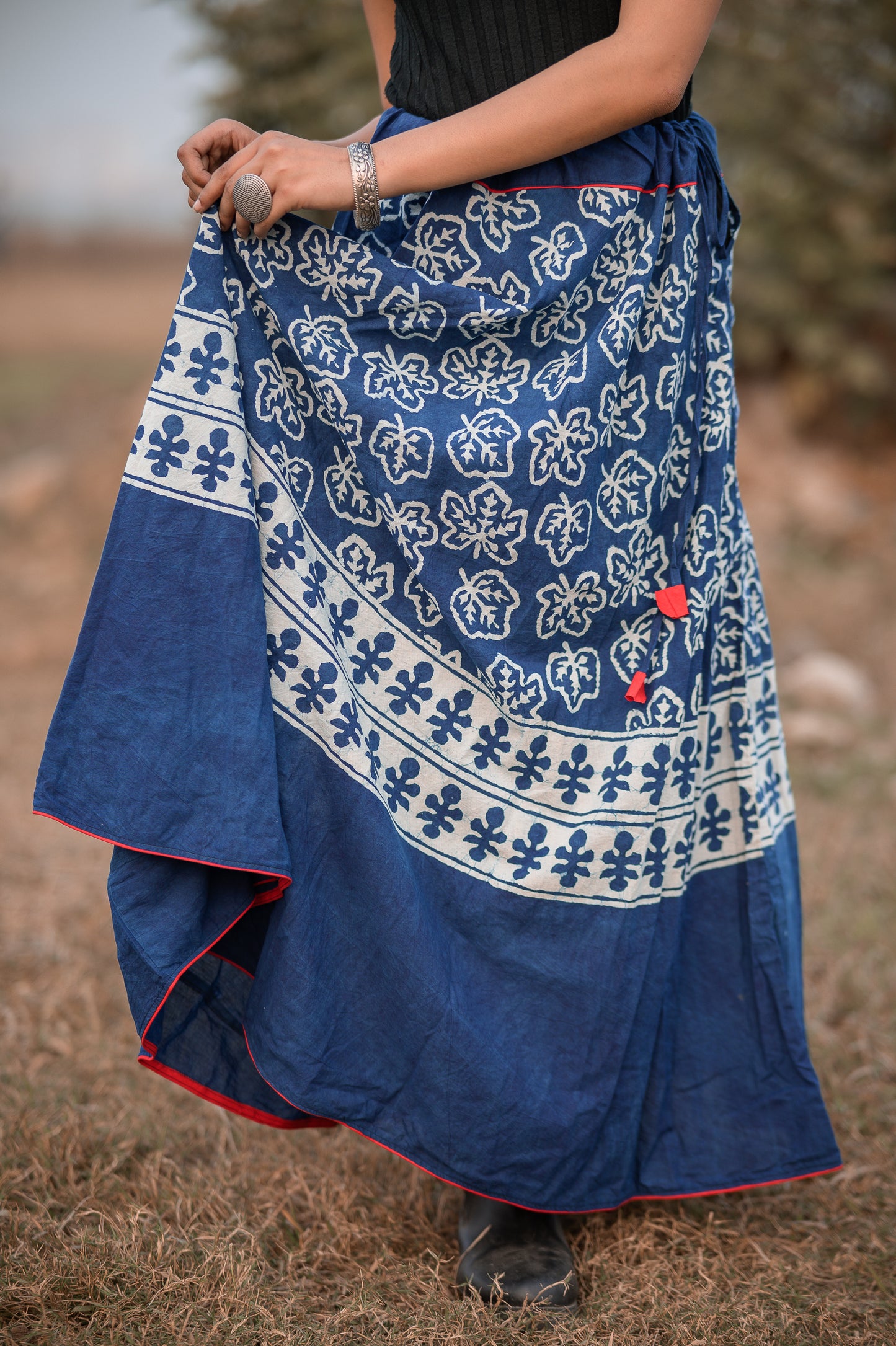 Printed Dabu indigo Dskirt - Noor - Jaal