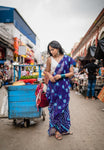 Kaisori Aira Leheriya blue Kota hanblockprinted  saree