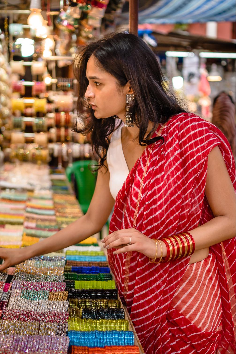 Kaisori Aira Leheriya Red striped  Kota hanblockprinted  saree