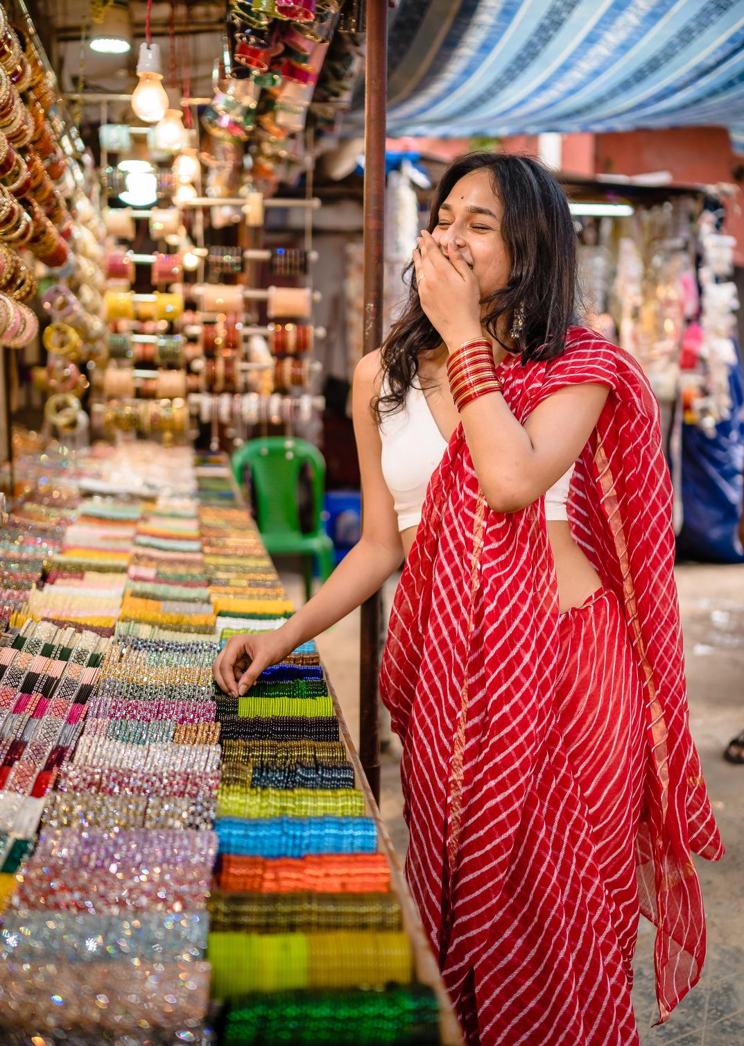 Kaisori Aira Leheriya Red striped  Kota hanblockprinted  saree