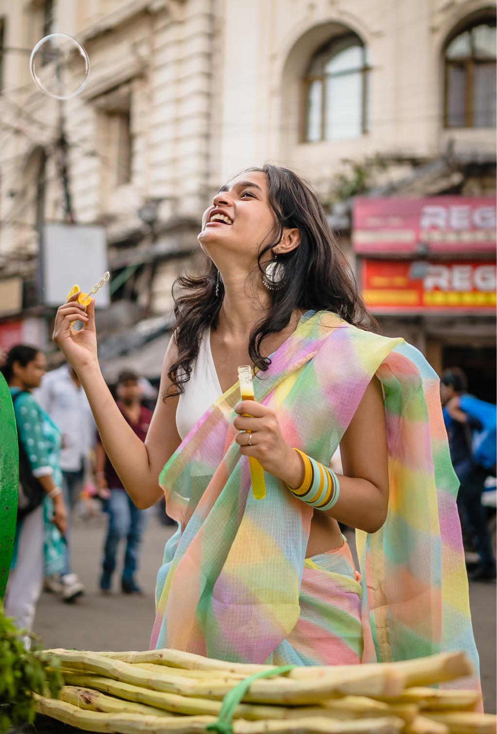 Kaisori Aira Leheriya icecream candy Kota hanblockprinted  saree