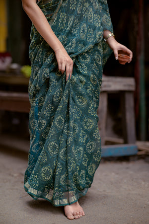 KaisorI Malhar Jamini Kota blockprinted cotton silk saree