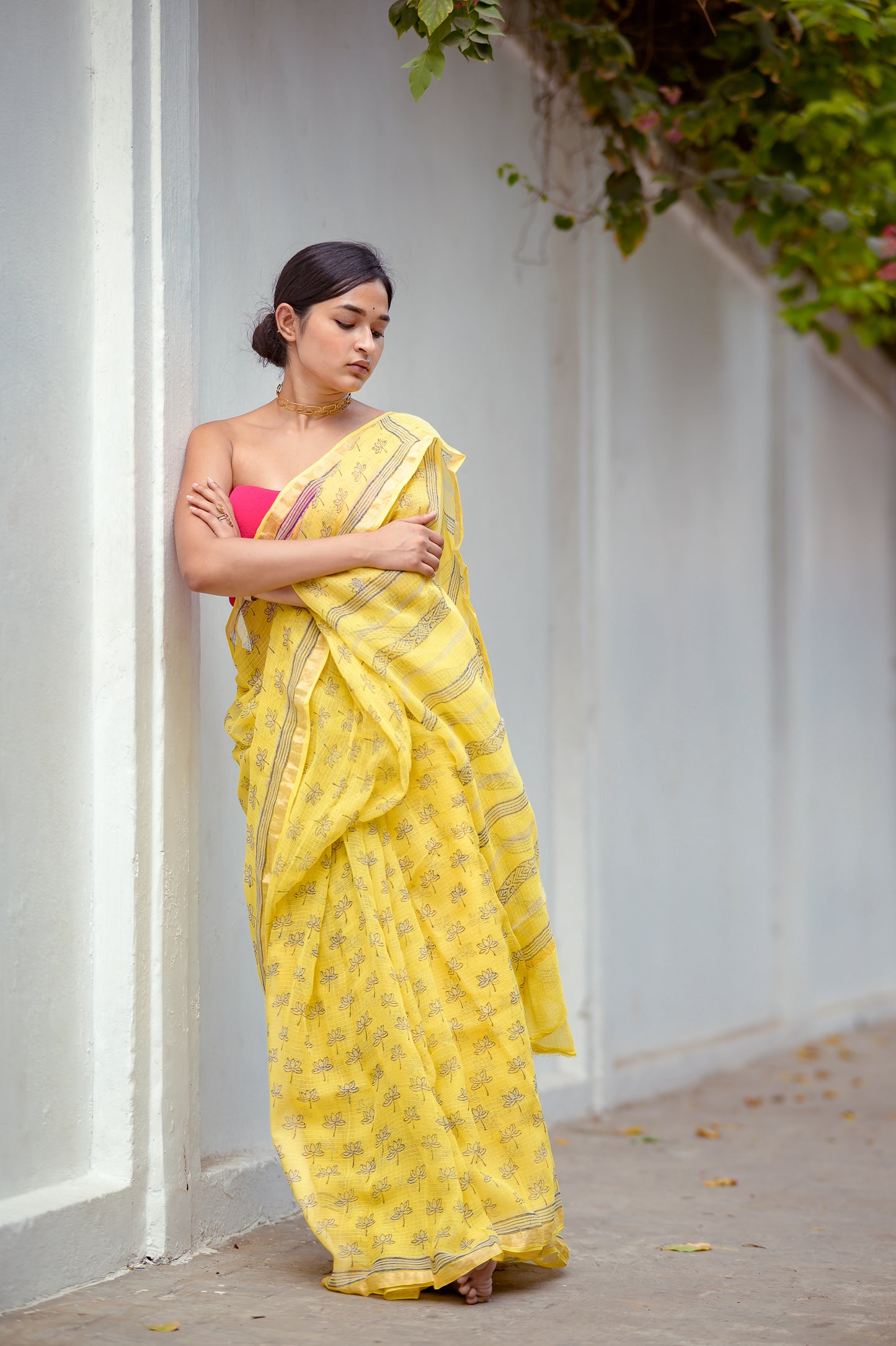 Natural dyed Dabu sarees - Malhar - Geru