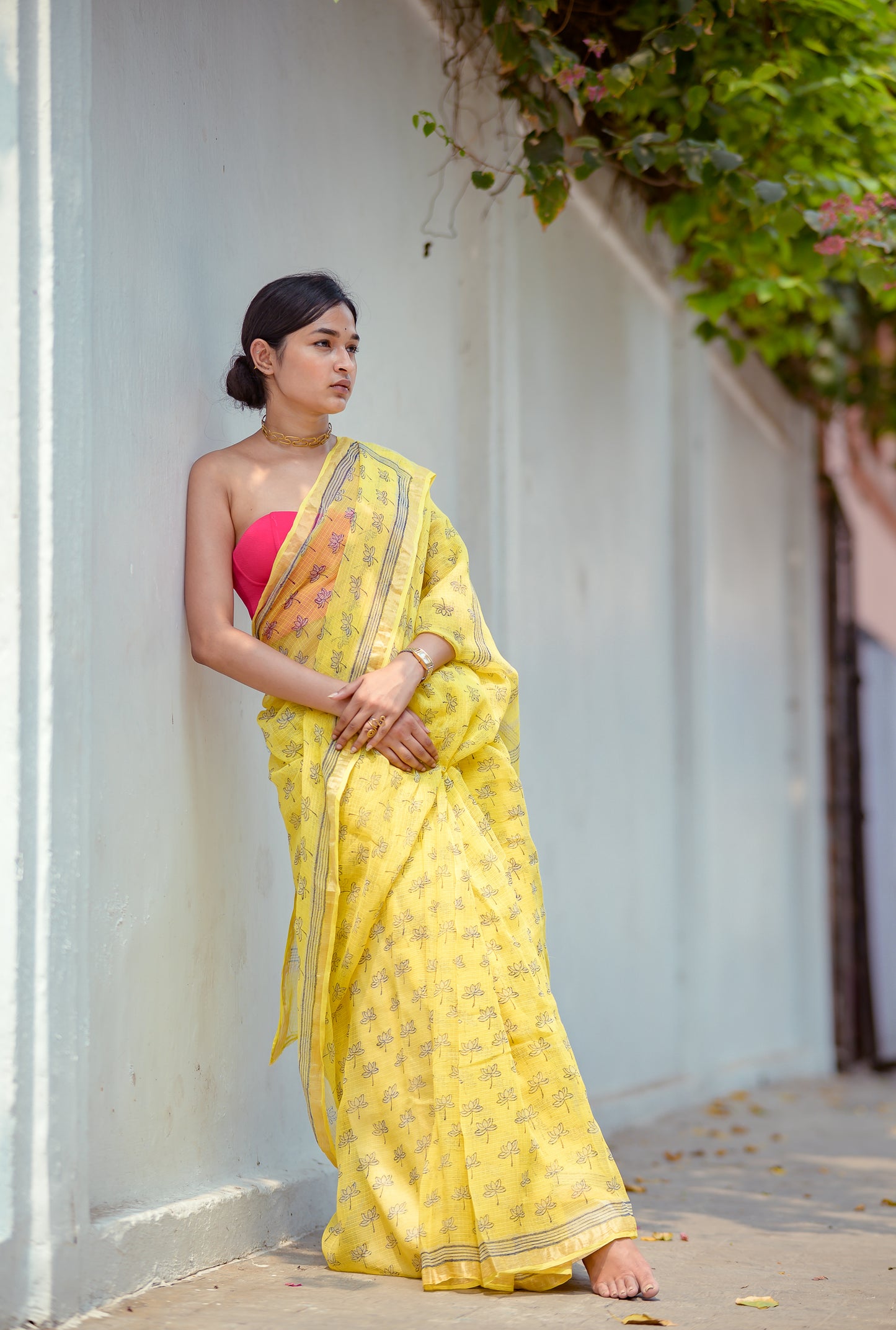 Natural dyed Dabu sarees - Malhar - Geru