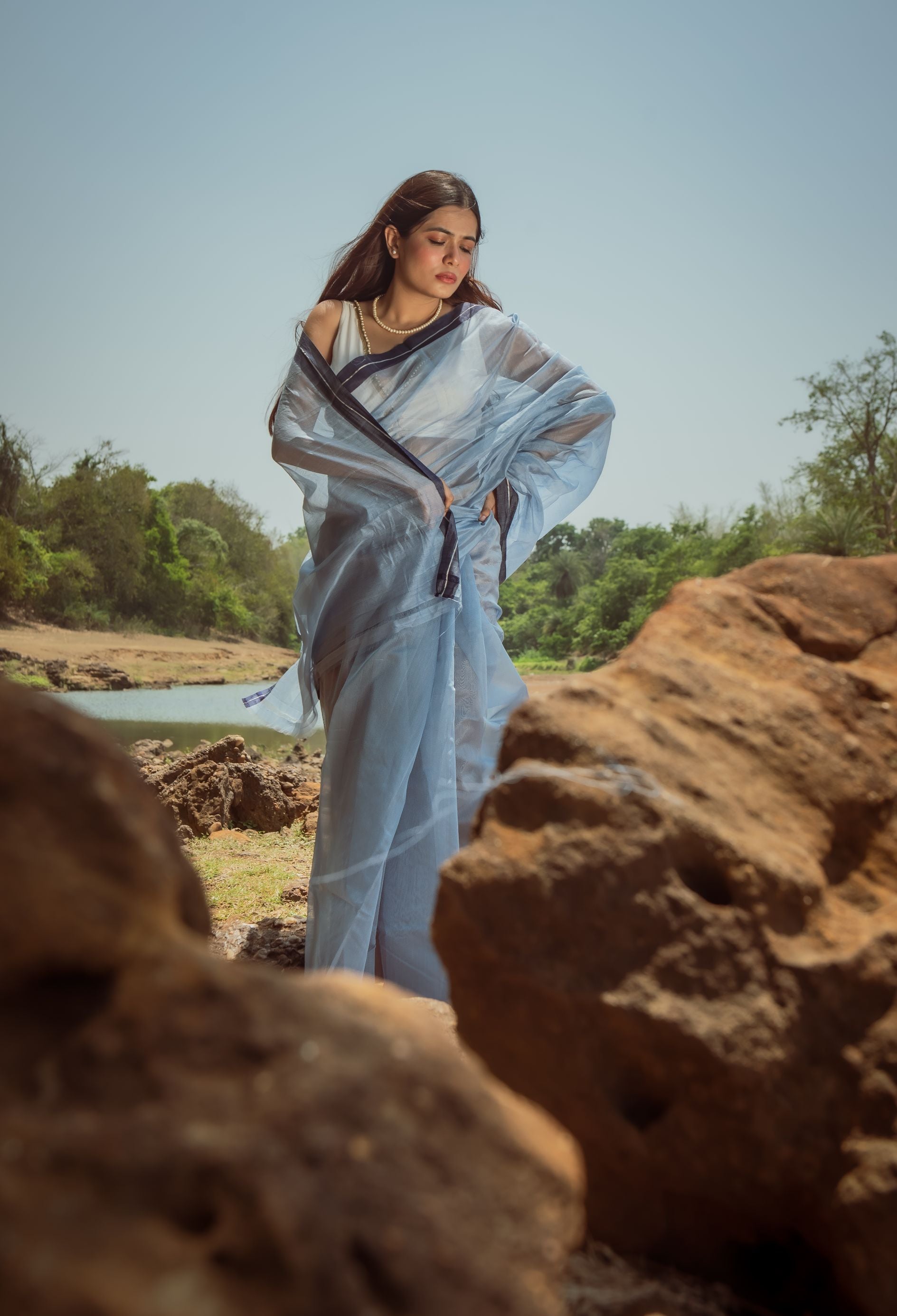 Utsav silk cotton saree -  Akash