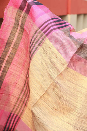 Basant - Madhumalati Bengal summer in handloom Jute cotton saree Kaisori